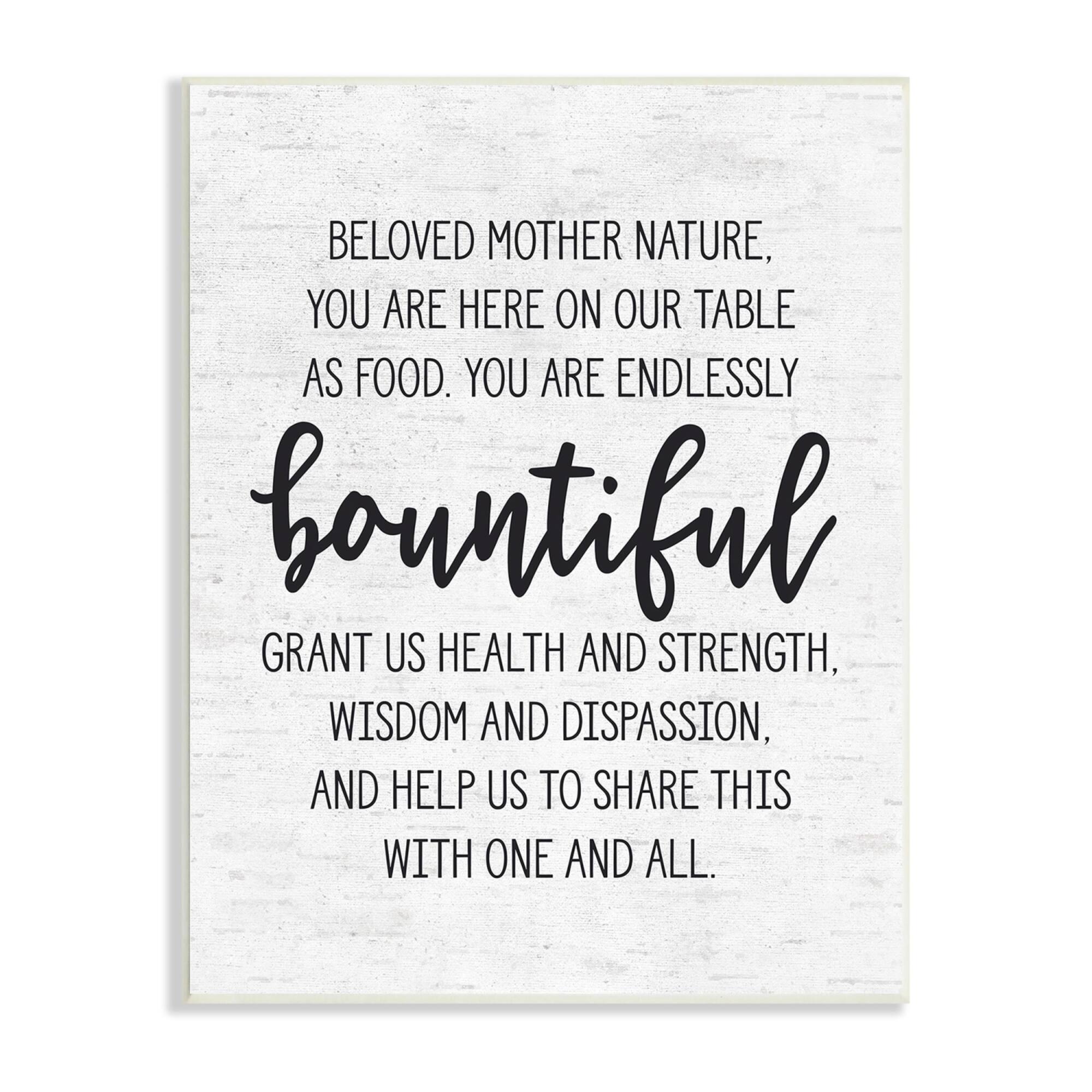 Stupell Industries Mother Nature Bountiful Food Subtle Birch Typography Wall Plaque Art